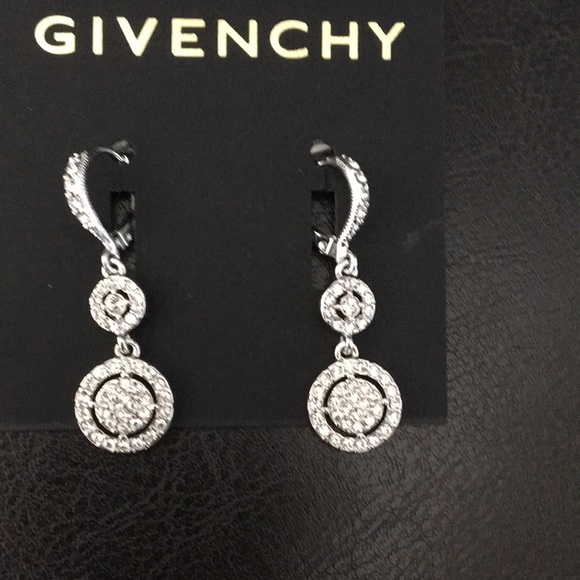 New Givenchy Pave Crystal Earrings Leverback - Picture 1 of 1